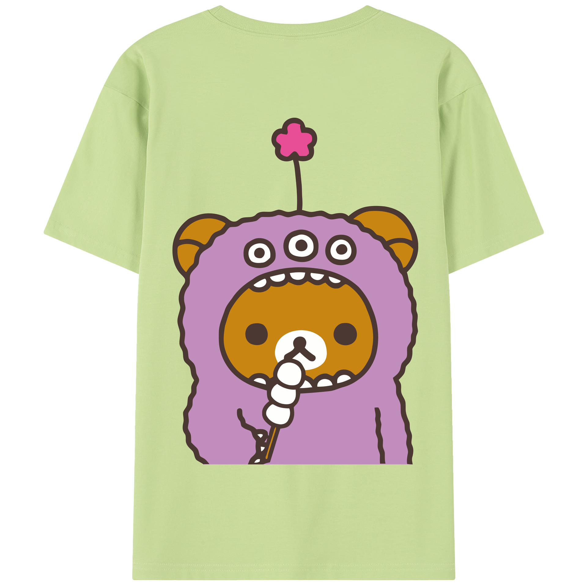 （画像用） リラックマ リラックマ キイロイトリ Rilakkuma Korilakkuma Kiiroitori 綿100％半袖Tシャツ（背面プリント）